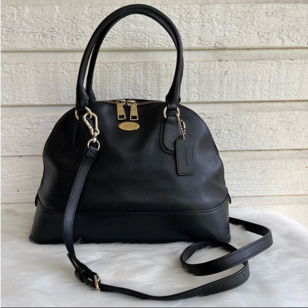 COACH BLACK leather Peyton Satchel Dome Handbag Crossbody Tote